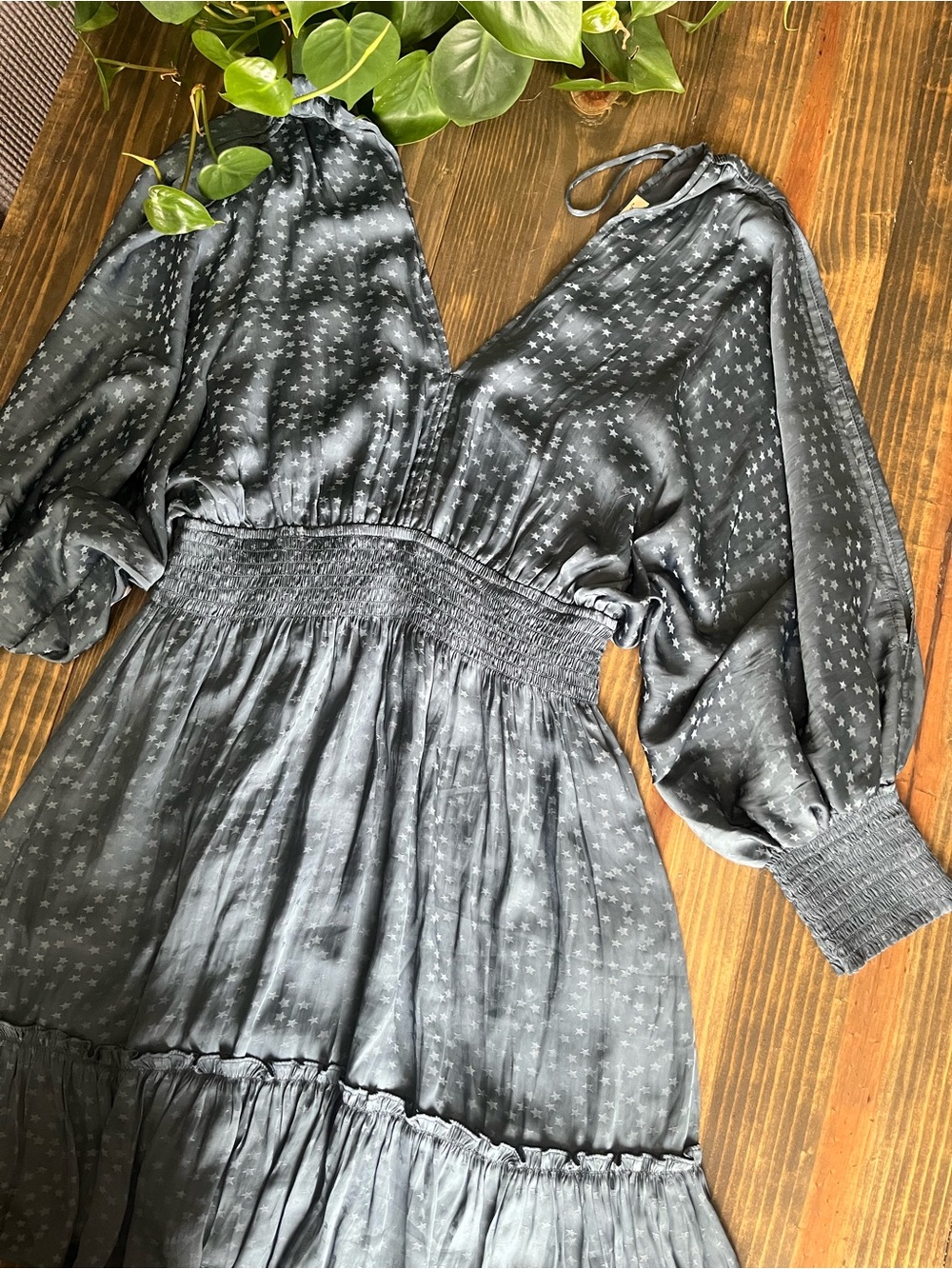 Lovestitch Smock Waist Star Print Mini Dress